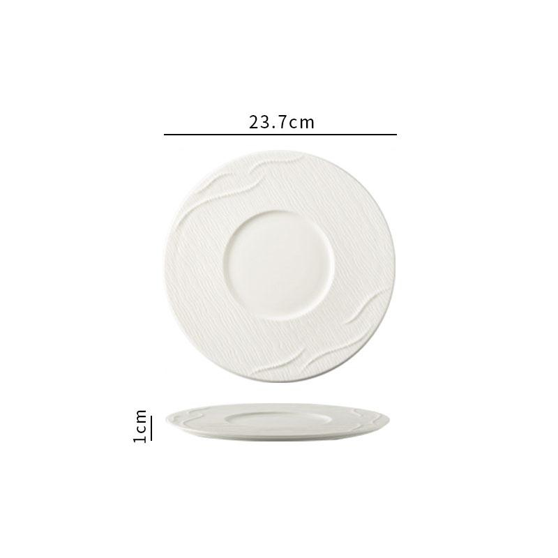 

Solid Color Simple Wave Pattern Flat Plate Ceramic Steak Plate Dessert Plate Pasta Plates Molecular Cooking Specialty Tableware