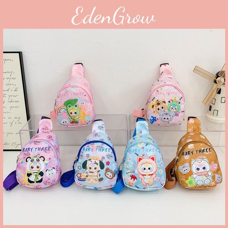 Three Baby Printed Shoulder Crossbody Chest Bag Children Outdoor Casual Wallet