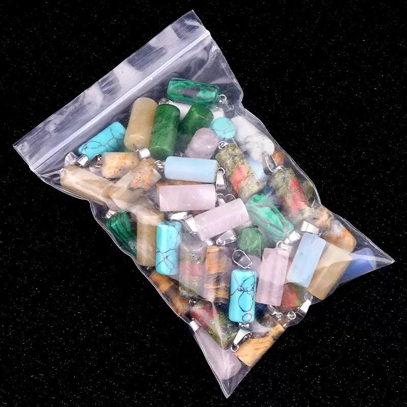Natural Crystal Semi-Precious Stone Cylinder Pendant DIY Earring Necklace Jewelry Components