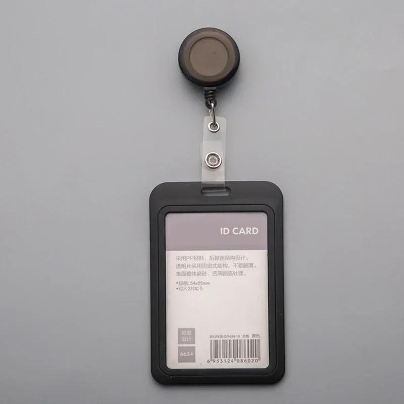 Women Man Credit Card Cover Case with Retractable Buttons Pouch Creative Transparent Nurse Badge Doctor ID Holder Clip Badge