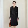 Women's Black Suit Dress with Lace Trim