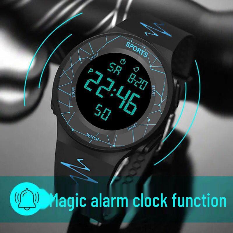 Round Waterproof Luminous Alarm Clock Multifunctional Student Watch - College Youth Edition.