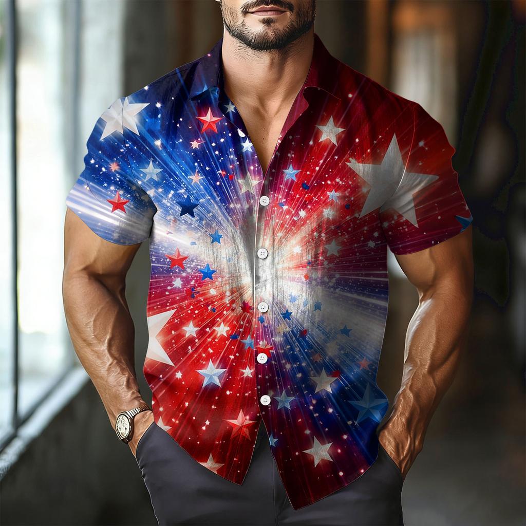 Camisa Masculina Casual de Manga Curta com Gola