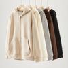 Women's Oversize Silver Fox Fur Hooded Zipper Sweatshirt, Thickened 500g for Autumn/Winter, Trendy Drop Shoulder Plus Velvet Jacket.
