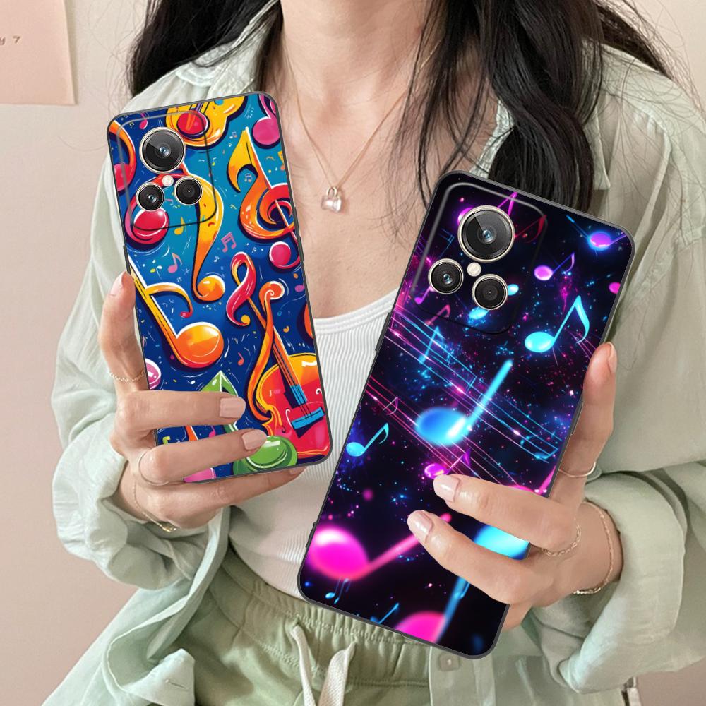 Musical Note Staff Mobile Phone Case for Realme 15 14 13 12 11 10 9 Pro Plus T I Lite 5G Colorful Printing Cover Cover Luxury