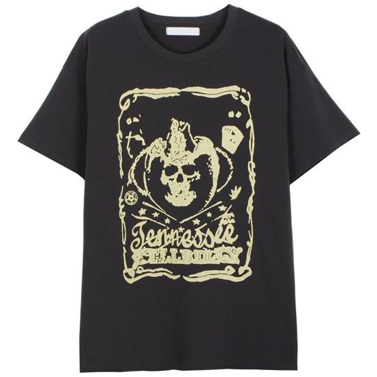 Black Harajuku Printed Short Sleeved T-shirt for Women In Plus Size Top
