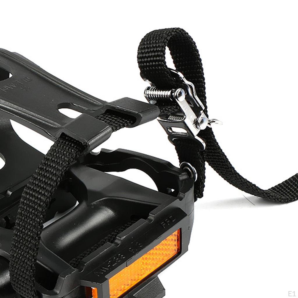 1 Pair Light Weight Nylon Mountain Road Bike Pedal Toe Clip with Straps for Outdoor Cycling Indoor