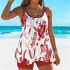 Damen Tankini Badeanzug 2-teilig Aquarell Blumenfragmente Pflanzenprint Urlaubs Badeanzüge