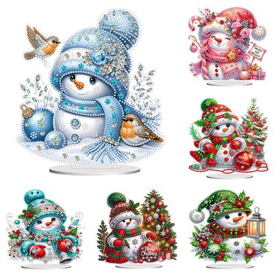 DIY 5D Diamond Painting Snowman Desktop Ornaments Acrylic Christmas Santa Claus Diamond Mosaic Set Home Christmas Decorations