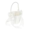 1Pc Pearl Handle Flower Basket Bow Satin White Western Rustic Bowknot Wedding Flower Basket For Floral Petals