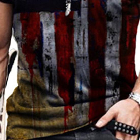 Herren Bluse Amerika Flagge Gedruckt Hautfreundliches Polyester Lässig Kurzarm T-Shirt Tops für den Alltag