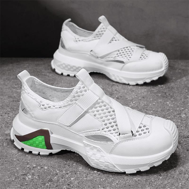 Мужские дышащие сетчатые слипоны на массивной подошве, легкие, нескользящие, повседневные, для ходьбы 39 белый