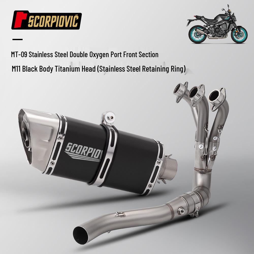 MT09 Double Oxygen Sensor Front Exhaust Pipe & Muffler Set (2021-2025) - Motorcycle Modification