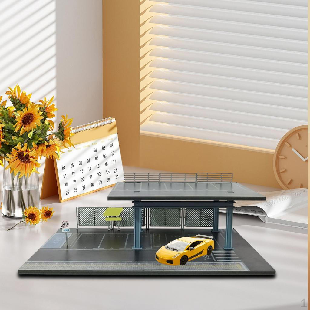 1/64 Parking Lot Diorama Miniature Scenery Model Photo Prop Collectible Gift Decorative Ornament