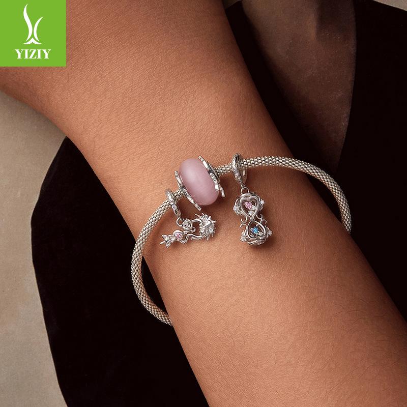 S925 Silver Spring Series Flower Violin Pendant Wind Personality Diy Bracelet Beaded Accessories