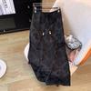 New Chinese Style Retro Jacquard Skirt Women's High Waist Mid-length Slit One-step Skirt