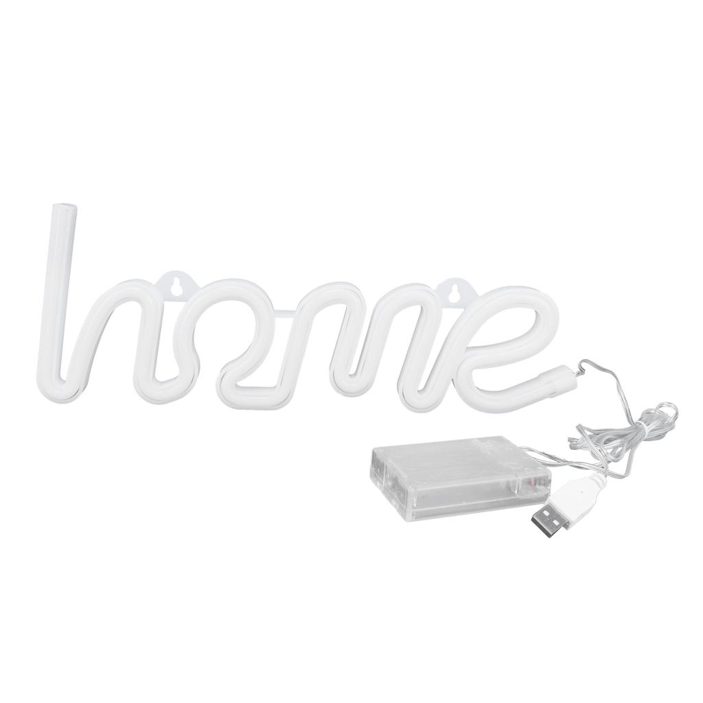 LED Neon Light Unique HOMEPattern Wall Sign Lamp Proposal Wedding Party Bar Decoration(White )