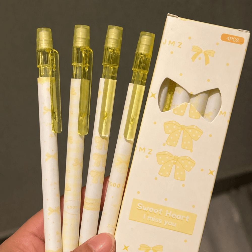 4PCS/Set Bow Series 2B Pencils with Eraser Top Writing Pencils Kawaii Automatic Pencils Gift