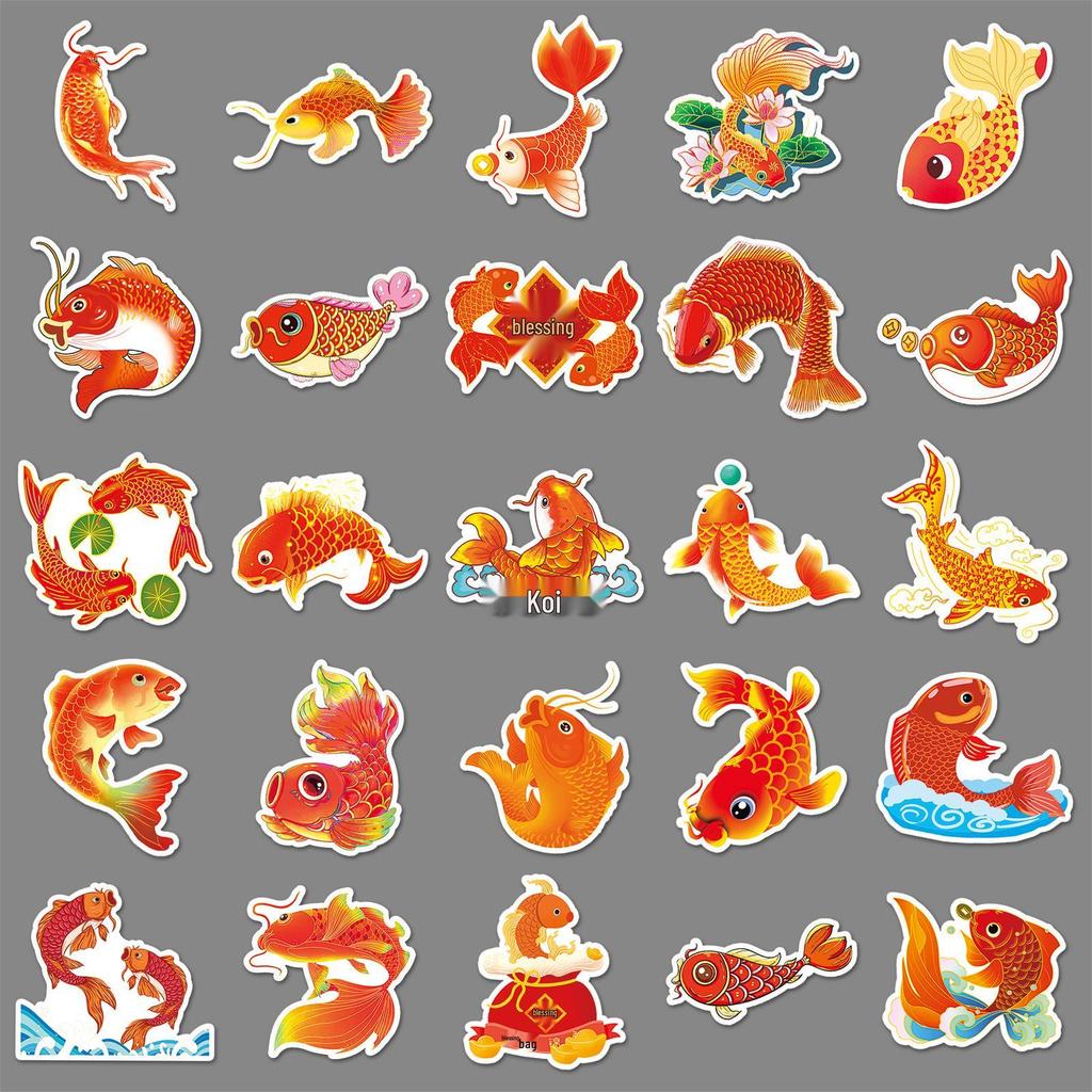 50 Koi Fish Chinese New Year Waterproof Decorative Phone Case Stickers