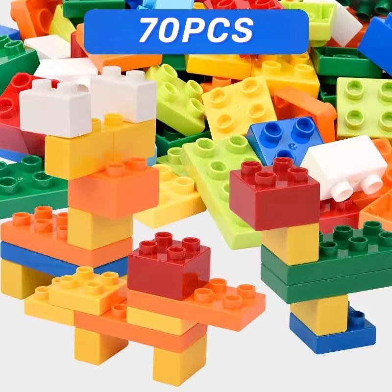 

non-toxic 70PCS Building Blocks City DIY Creative Bricks Bulk Model Figures Educational Kids Toys Compatible All Brands