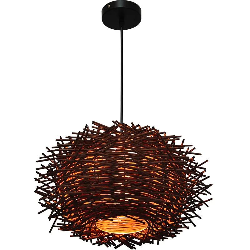 Japanese Bamboo Chandelier Chinese Style Rattan Woven Hanging Light Ceiling Lamp for Home Cafe Bar Decorate Restaurant Lighting
