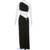 Fashion Style Ins Sexy Oblique Shoulder Evening Dress Backless Seaside Dress Sexy Cutout Split Skirt Suit