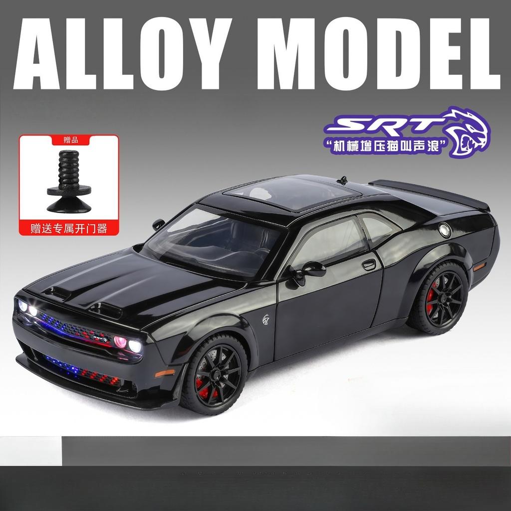 1:24 Challenger Hellcat Redeye Litinový Model Muscle Car Zvuk A Světlo Stahovací Dětská Hračka Sběratelský Předmět Dárek k Narozeninám