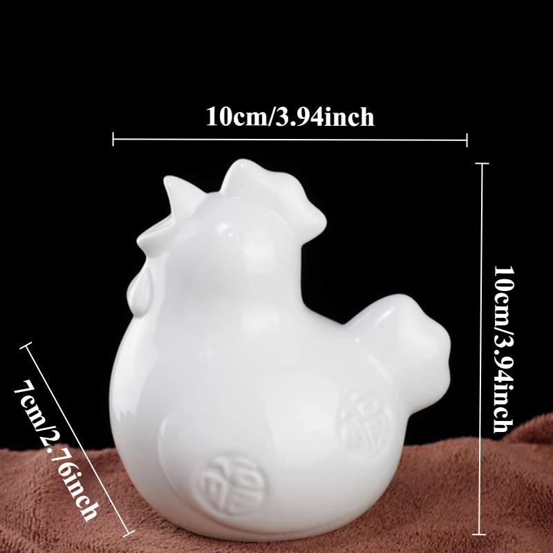 

1pc Ceramic Zodiac Rooster Mascot White/Red Rooster Ornament Home Decoration Desktop Animal Ornaments Ceramic Craft Animal