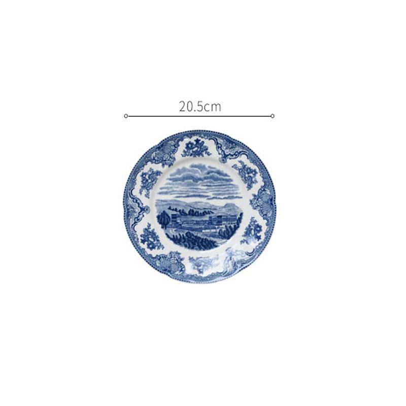 European Ceramic Plate Dining Room Desktop Western Steak Dish Retro Lace Pattern Fruit Salad Plates Home Kitchen Tableware