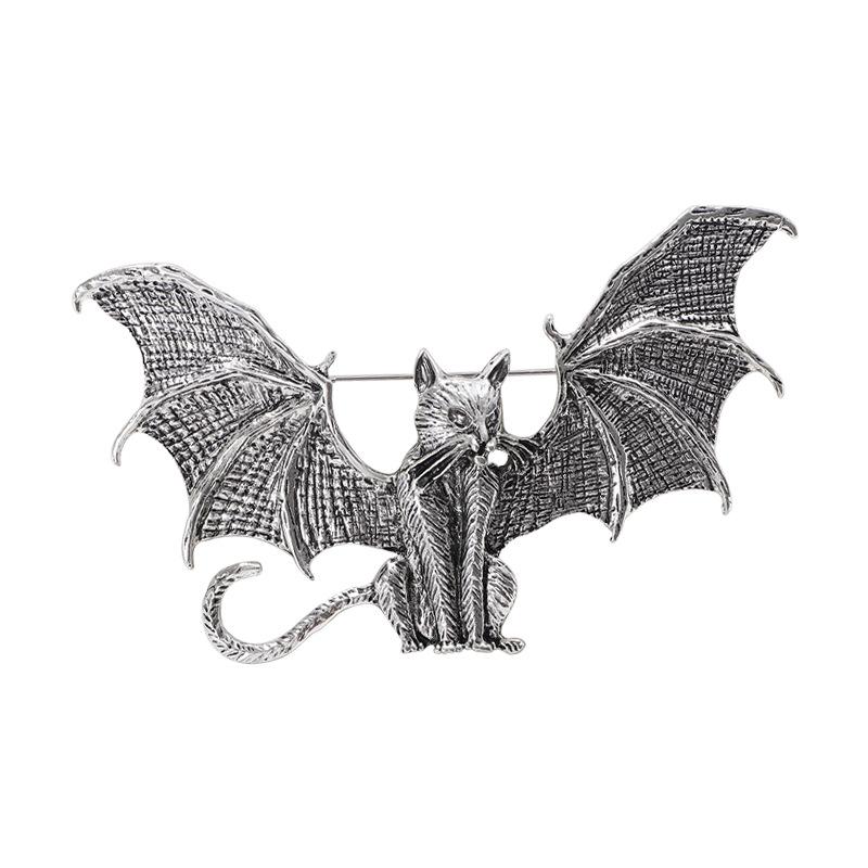 Cat Retro Men's Accessories Funny Bat Shape Flying Cat Brooch