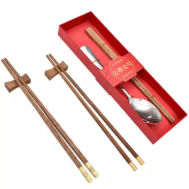 Shangheng Wooden Chopsticks & Stainless Steel Spoon Set