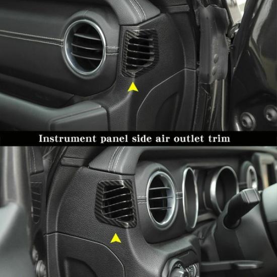 Carbon Fiber ABS Dash AC Air Vent Outlet Cover Trim For Jeep Wrangler JL JT 18+