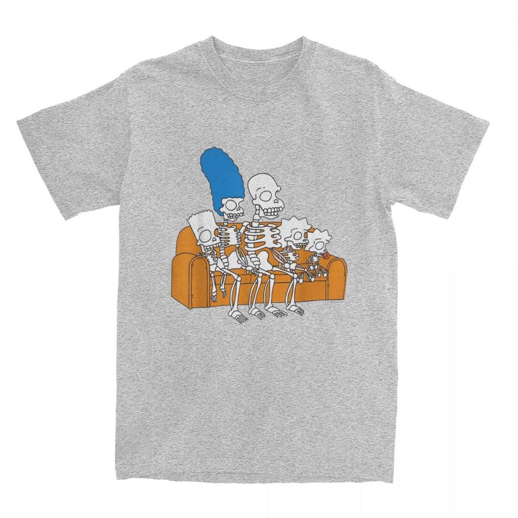 Miniso Vintage Simpson Family Skeletons Treehouse of Horror Cotton T Shirts Tee Shirt Unisex Casual Short Sleeve Clothing