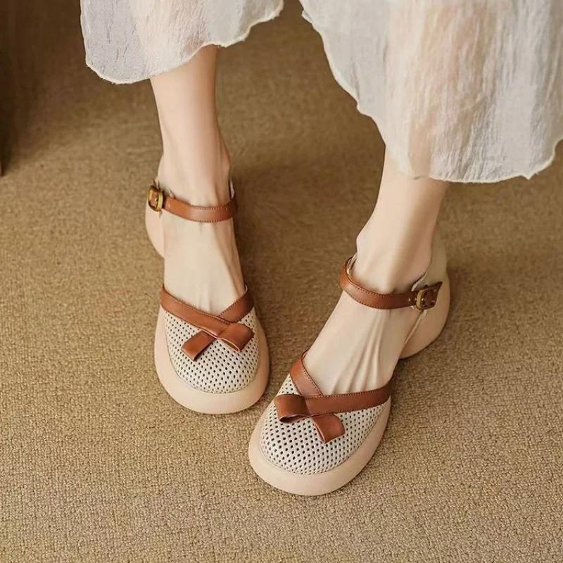 Women's Breathable Mesh  Flats with Bowknot Cross Straps - Soft Sole Casual Shoes for Summer Outdoor