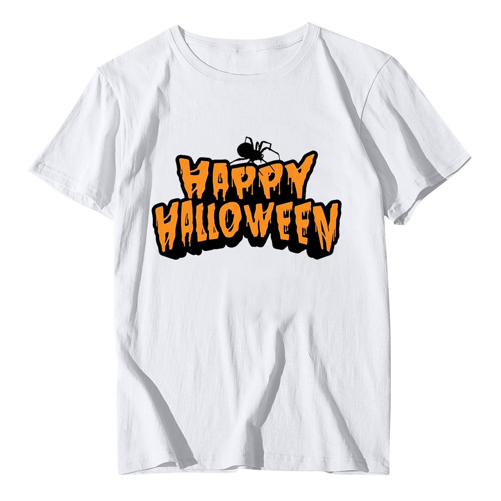 

Женская свободная повседневная футболка с круглым вырезом и коротким рукавом с принтом Хэллоуина XXXL белый