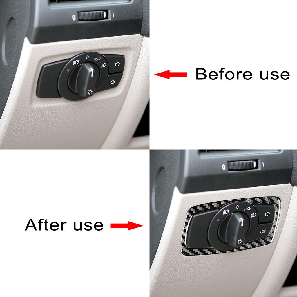 Auto Headlight Switch Stickers For 1 Series E81 E82 E87 E88 2008-2013 Carbon Fiber Interior Accessoire Voiture