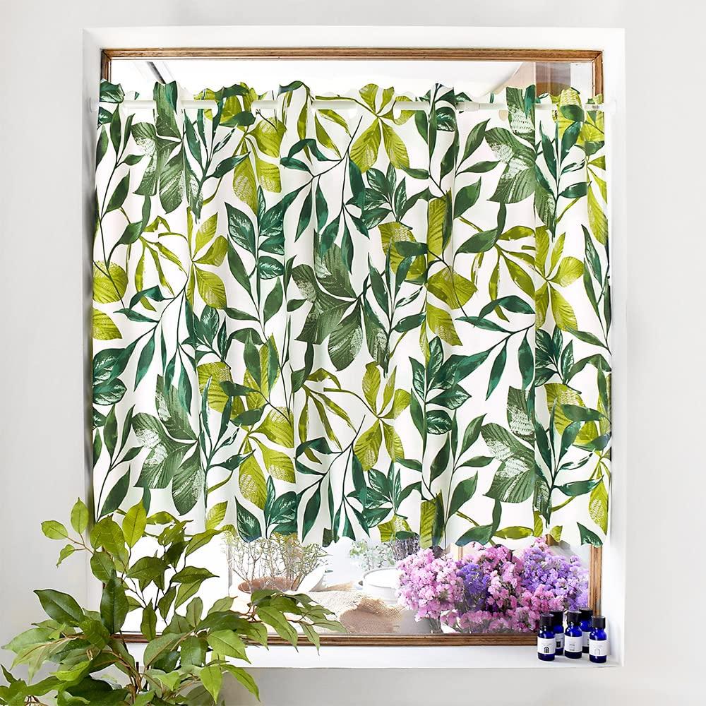 

СТИЛЬ Декор Ламинированная Занавеска для Кафе для Маленькой Стильной Приватности 70см Длина x 140см Зеленый Ботанический Лист W4000830 Окна, Ширма, Широкий, Узор,