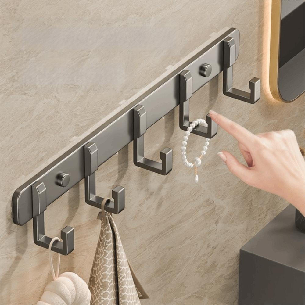 No Drill Wall Hook Rack Aluminum Door Holder Practical Towel Hanger Hook Kitchen