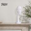 Talos Abstract Contemplative Face Resin Sculpture, Minimalist Hand-on-Chin Bust Statue for Desk Living Room Office, Creative Art Decor Entryway