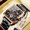 Binbang BINBOND Square Retro Men's Quartz Watch Multi-functional Luminous Waterproof Watch