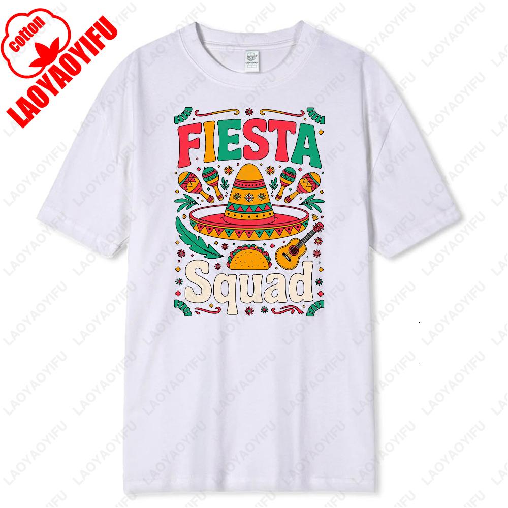 Cinco De Mayo Unisex TShirt Celebrate Mexico May 5th Holiday Sombrero Guitar Flower Cactus Tops High Quality Cotton Print Tees