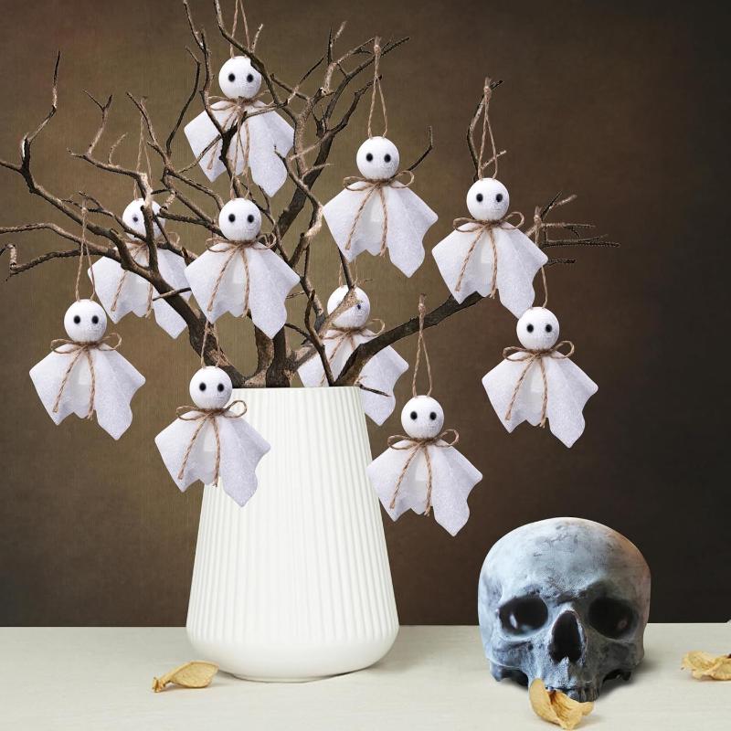 Halloween Ghost Hanging Pendant 1/6/12Pcs Portable Ornament for Travel Halloween Party Home Decoration