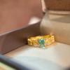 French Style High Carbon Diamond Mint Wheat Ring Unique Elegant Fashionable Womens Jewelry