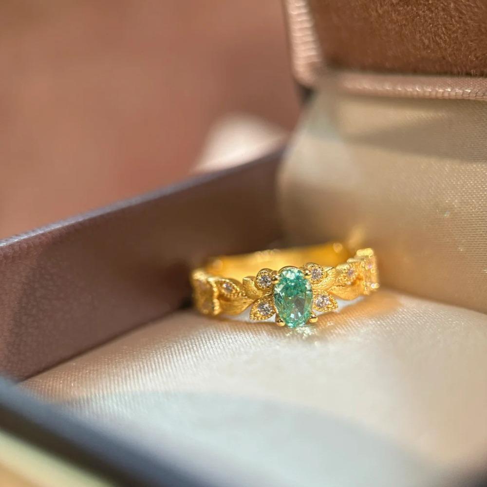French Style High Carbon Diamond Mint Wheat Ring Unique Elegant Fashionable Womens Jewelry