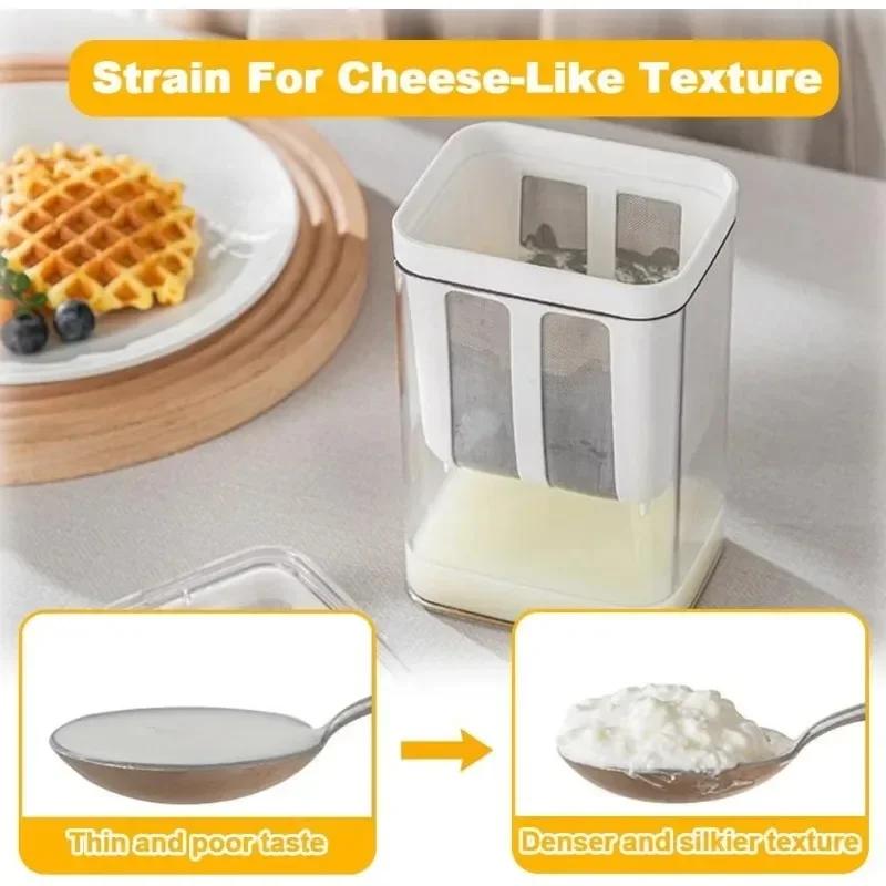 Joghurtfilter, hausgemachter griechischer Joghurtbereiter mit Deckel, Käse-Feuchtigkeitsabscheider, Sieb, Netz, Molketrennung, Lebensmittelwerkzeuge, Feuchtigkeit