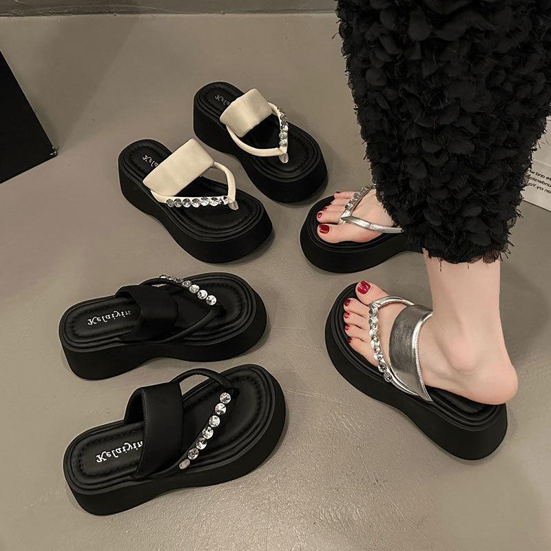 2025 JX New Fashion Platform Slippers Women's Summer Wear High-end Niche Light Height Increase Casual Sandals