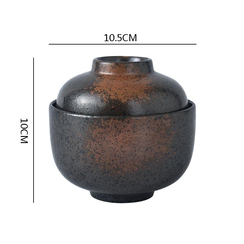 Keramikschüssel mit Deckel Kreatives Muster Dicke Suppenschüssel Dampfeierschüssel Dessertschalen Snackschalen Restaurant Spezialgeschirr