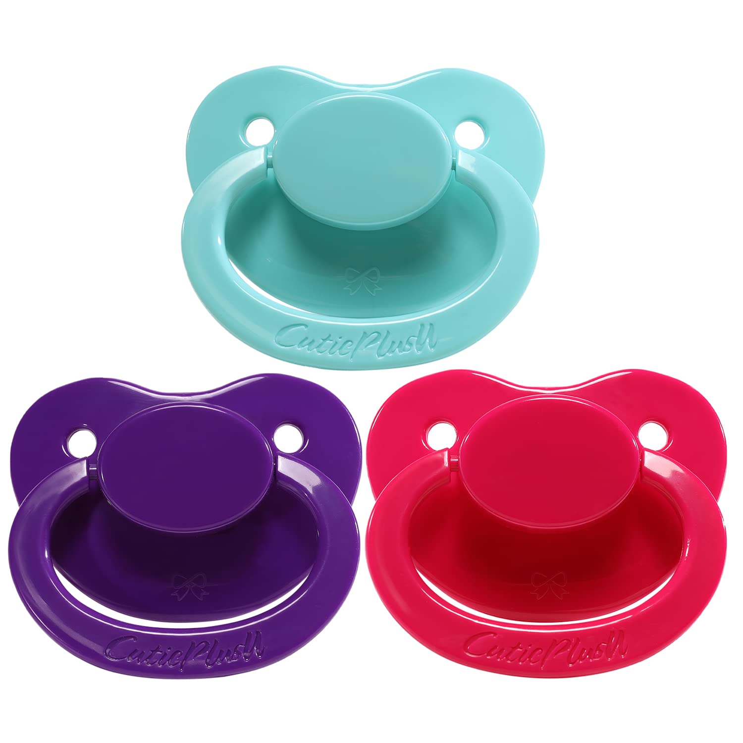 

CutiePlusU Adult Large Pacifiers Dark Rose and Aquamarine (3-Pack) - Purple, Red,