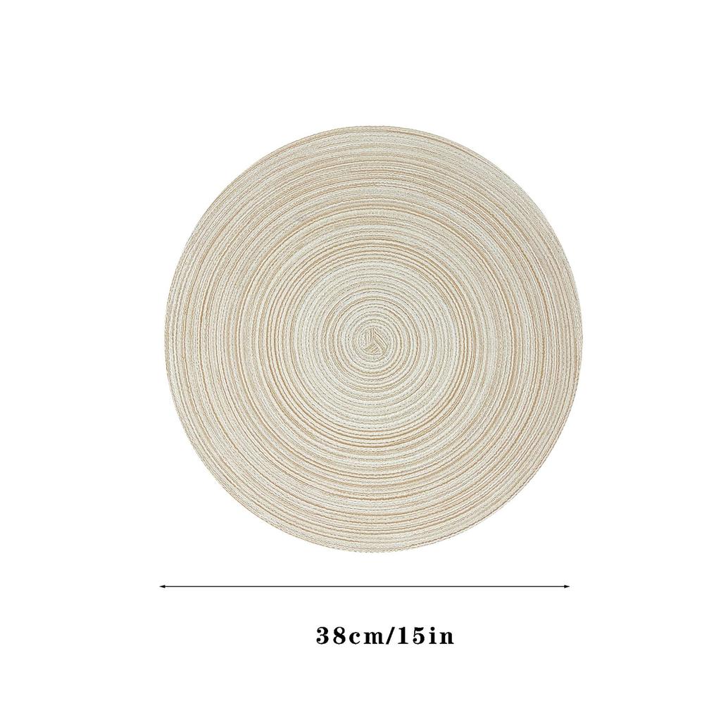 6-piece Set Meal Mat Woven Round Mat Beige Tableware Cup Pad