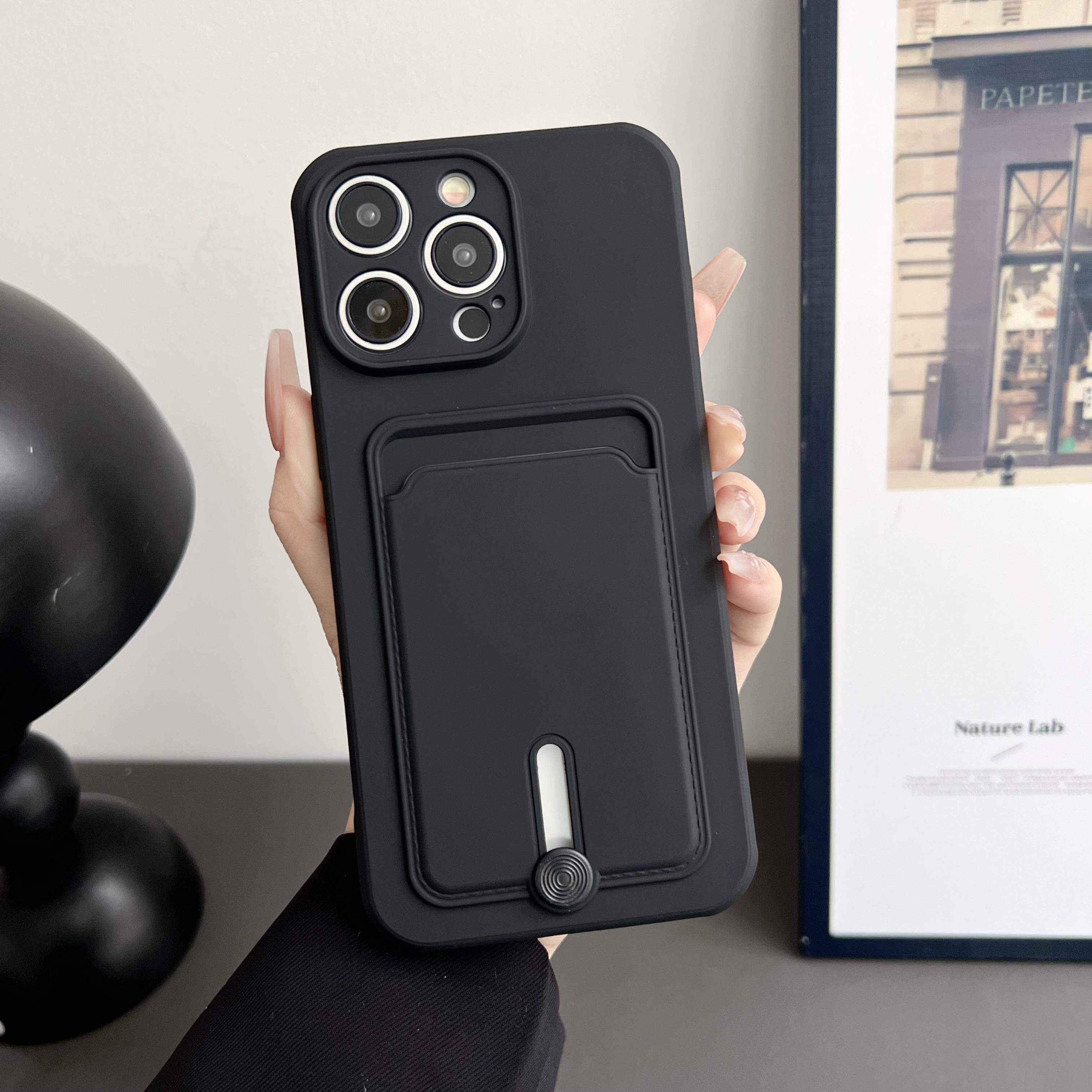 

Чехол-кошелек с отделением для карт и держателем для iPhone 16 15 14 11 12 13 Pro Max Plus, противоударный, мягкий, матовый, силиконовый чехол на заднюю панель For iPhone 15 Pro